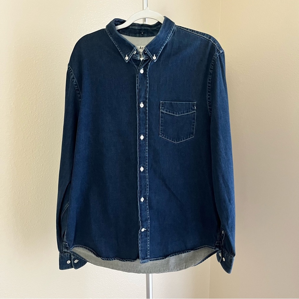 Acne Studios Isherwood Denim Button Down Shirt Indigo Size 52 Shirt